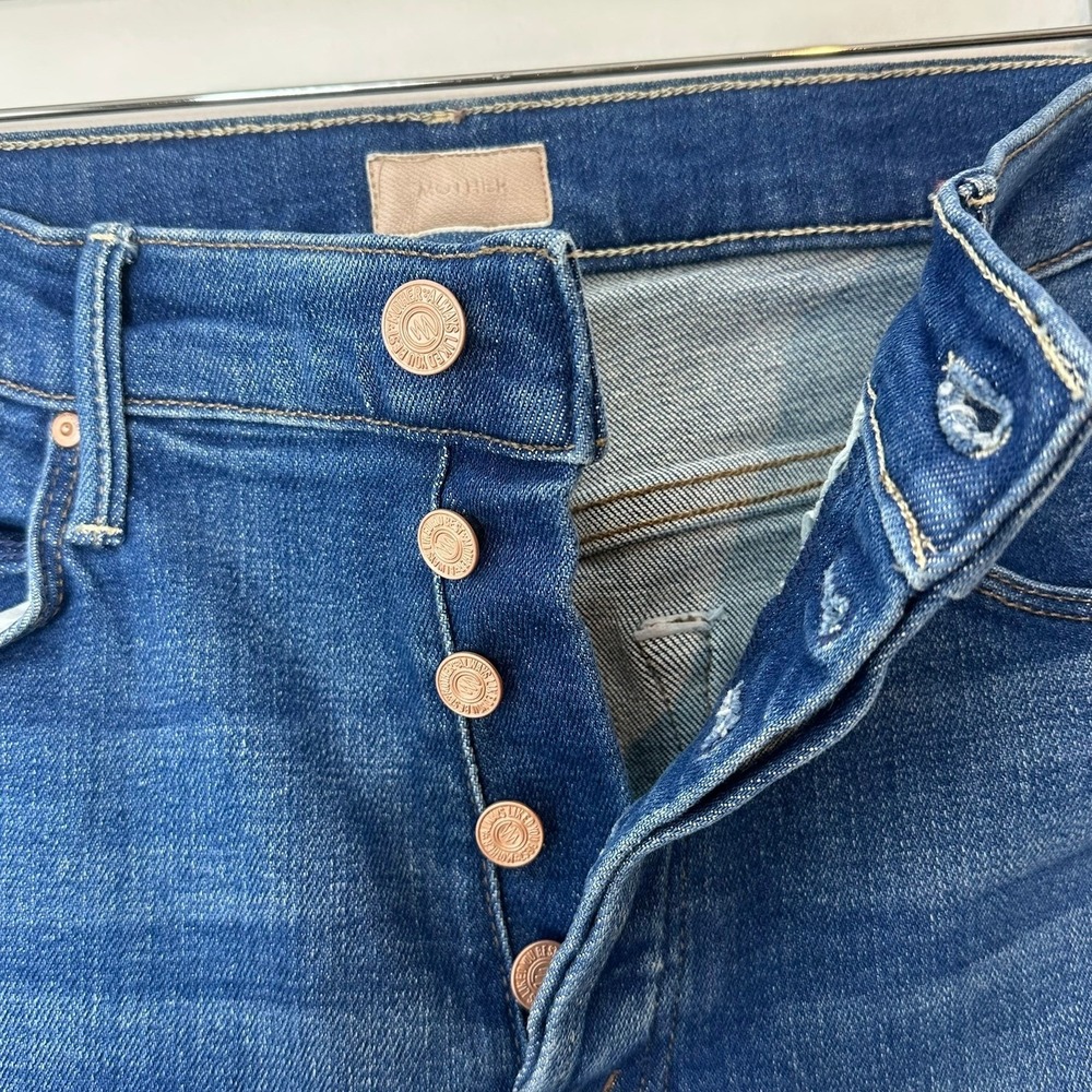 MOTHER The Super Stunner Ankle Skinny Jeans Button Fly Heart Size 27 Denim - Picture 9 of 16